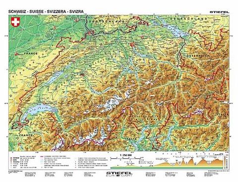 Obrázek produktu: Švýcarsko/Rakousko - obecně geografická mapa - mapa A3