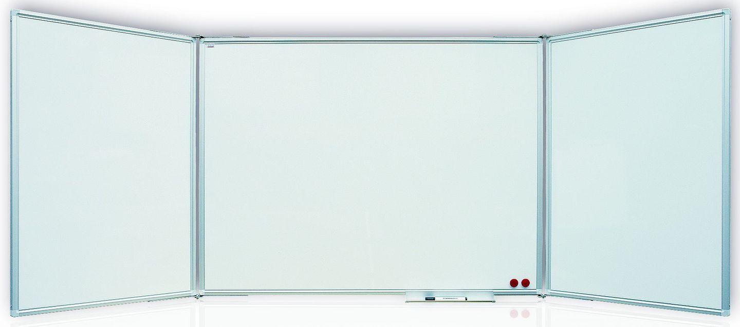 Tabule magnetická Triptych 150 × 100/300 cm s lakovaným povrchem - bílá