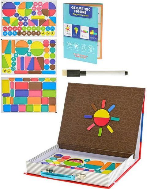 Obrázek produktu: Tabulka magnetický kufřík geometrické tvary 6 her 124 dílků herní set v krabici