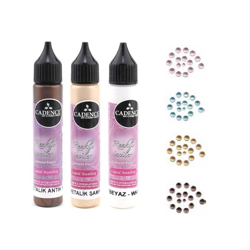 Tekuté perly Cadence, metalické - 25 ml - perleťová bílá
