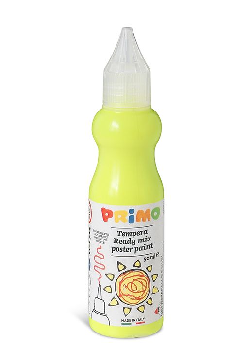Obrázek produktu: Temperová barva 3D PRIMO FLUO, 50 ml, lahvička s tenkým hrotem, žlutá