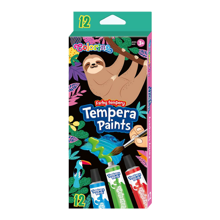 Temperové barvy Colorino - Lenochod 12 ml - 12 barev