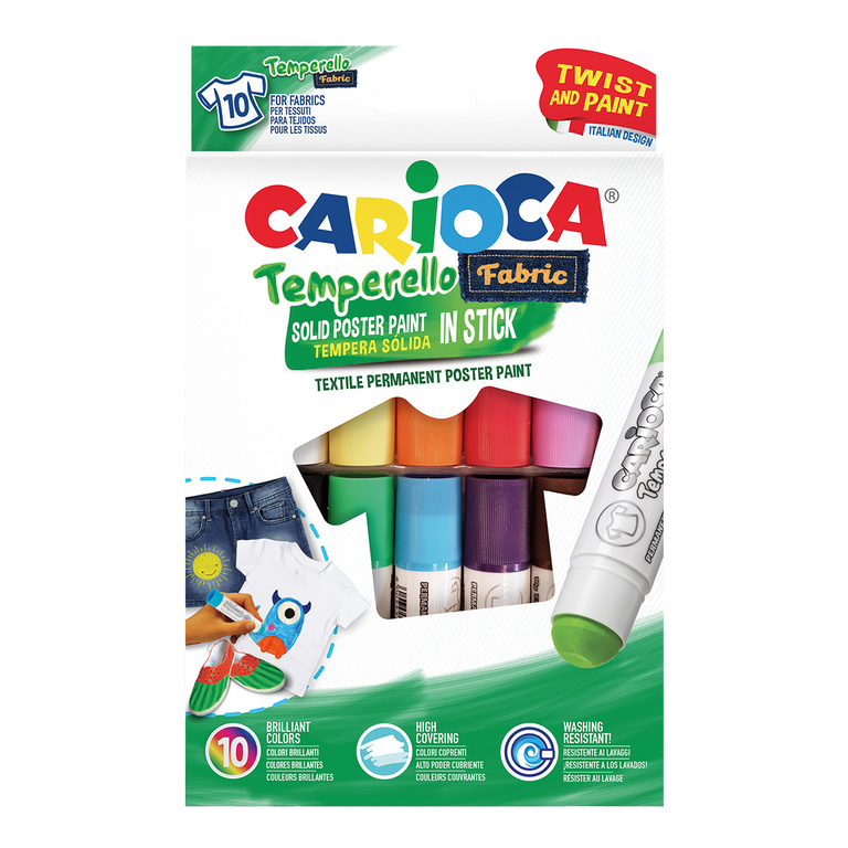 CARIOCA tuhé temperové barvy na textil 10 ks Idea Creative, s.r.o.