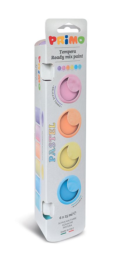 Temperové barvy PRIMO PASTEL, kelímky, 6 x 25ml