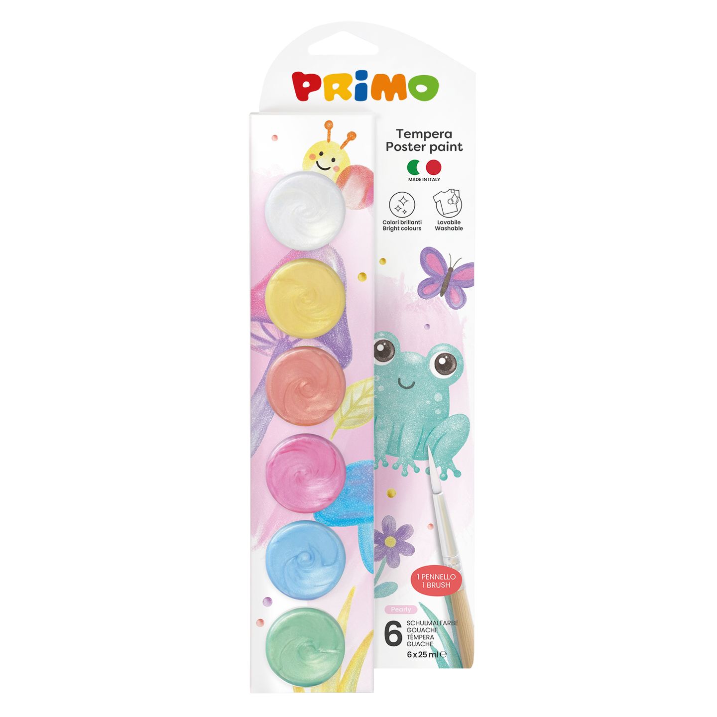 Temperové barvy PRIMO PERLEŤ, 6 × 25 ml, kelímky