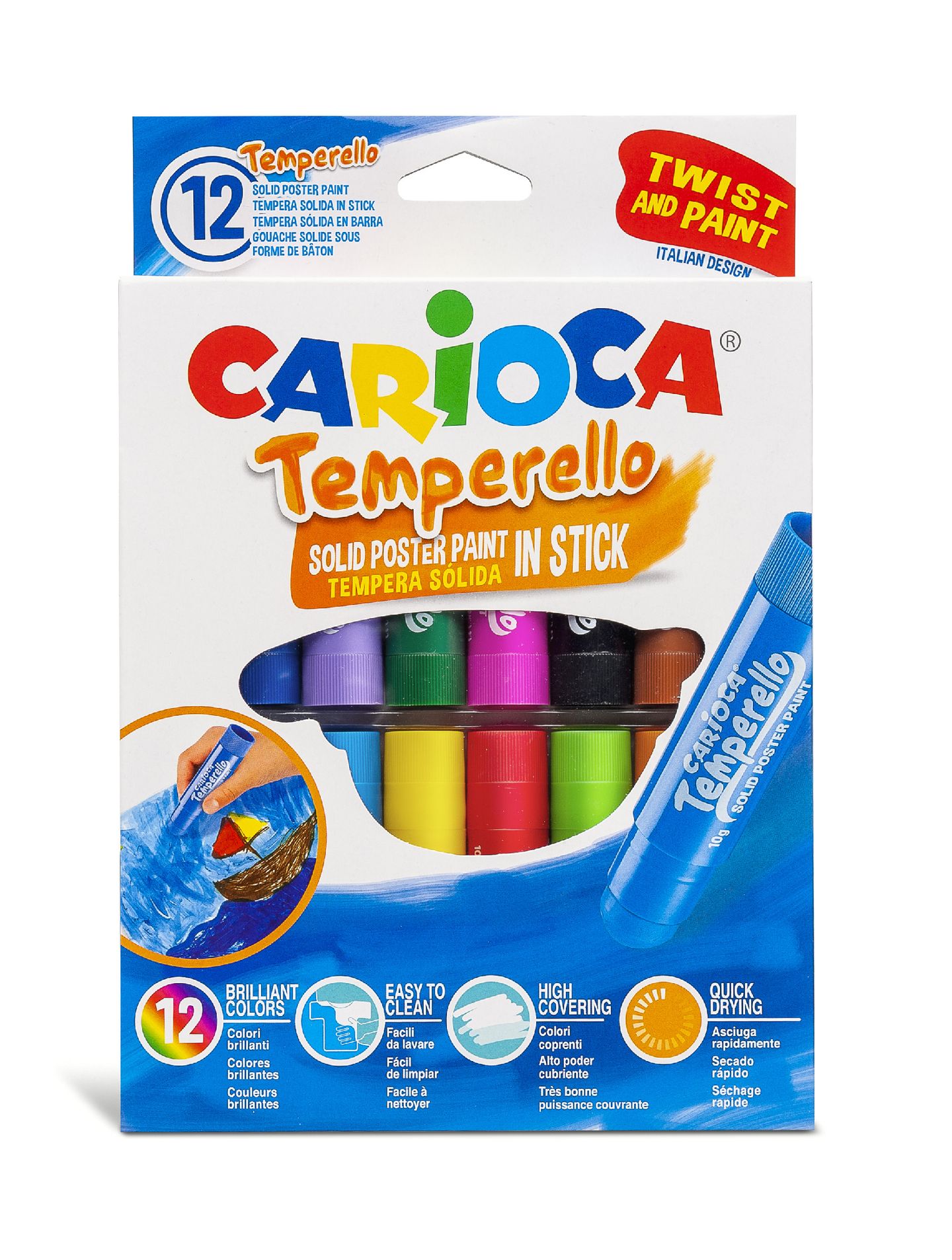 Temperové barvy v tyčince Carioca 12 ks