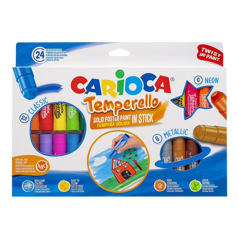 Temperové barvy v tyčince Carioca - 24 ks