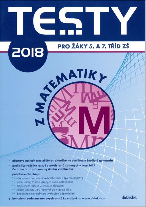 Obrázek produktu: Testy 2018 z Matematiky pro žáky 5. a 7. tříd ZŠ