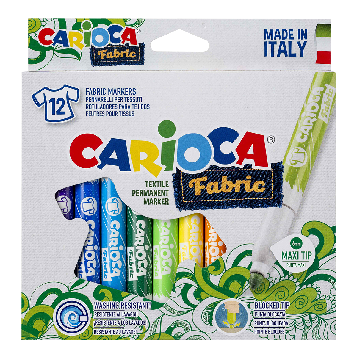 Textilní fixy Carioca maxi silný hrot -12 ks