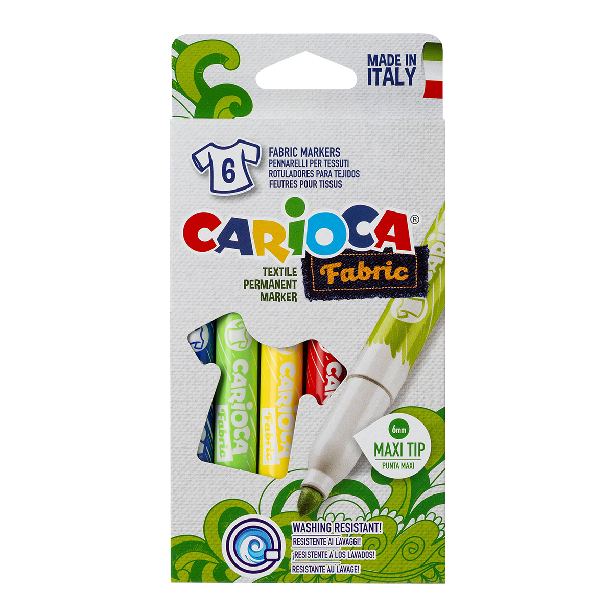 Textilní fixy Carioca maxi silný hrot - 6 ks