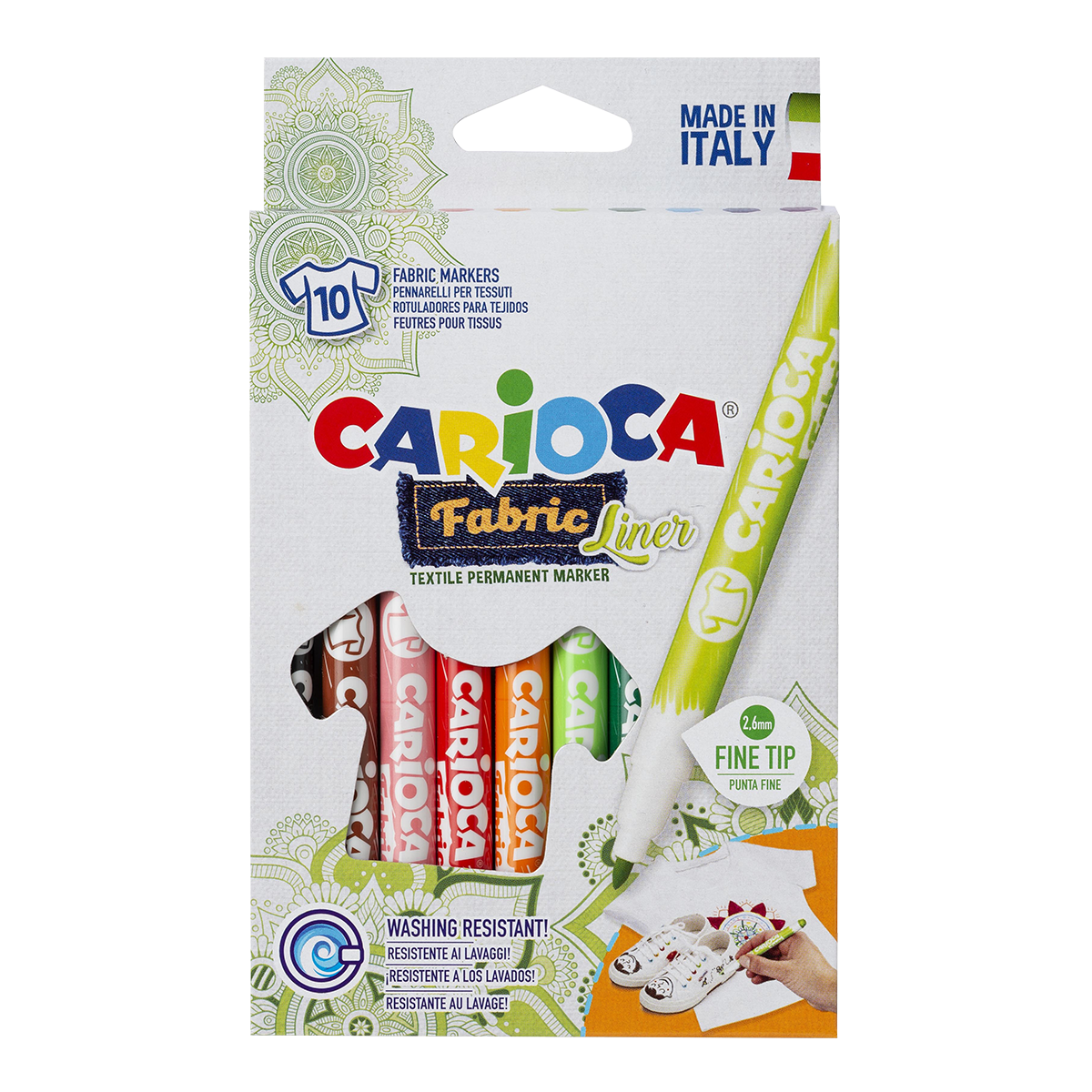 Textilní fixy Carioca tenký hrot - 10 ks