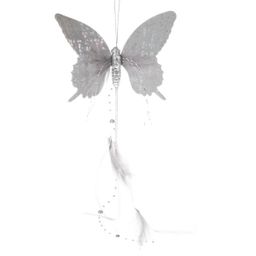 Obrázek produktu: Textilní závěsný motýl - šedostříbrný