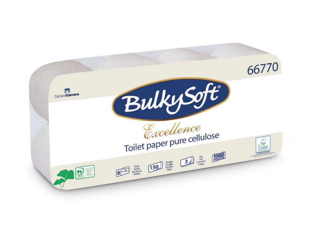 Toaletní papír BulkySoft Excellent - 3 vrstvý, 8 rolí