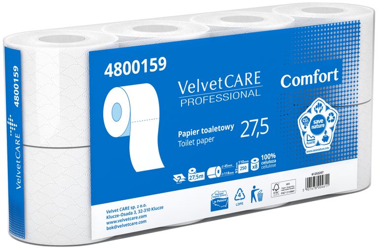 Velvet CARE Toaletní papír Velvet Professional - 2 vrstvý, 27,5 m, 8 rolí