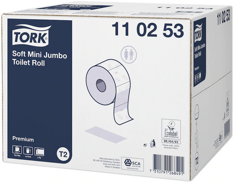 Obrázek produktu: Tork 110253 Mini Jumbo toaletní papír jemný - 2 vrstvý - 12 rolí