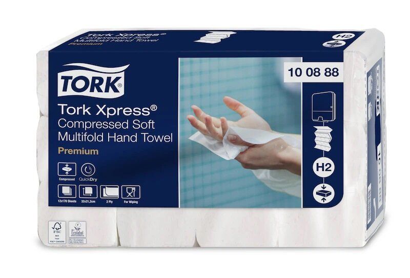 TORK Xpress 100888 - skládané papírové ručníky 2 vrstvé (12 bal x 170 listů)