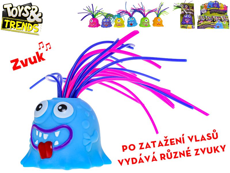 Toys&Trends Brainboooom příšerka 6 cm na baterie dlouhé vlasy se zvukem, mix barev