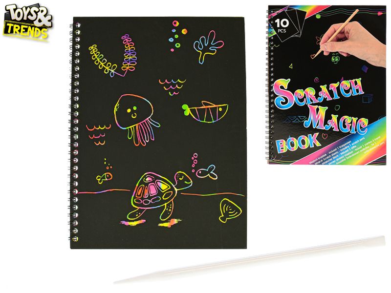 Toys/ Trends magický notes 26 x 19 cm se škrabacím perem