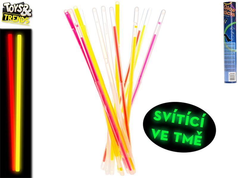 Toys/ Trends tyčinky svítící ve tmě 20 cm 50 ks +50 napojovacích spojů v tubě