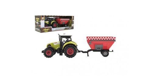 Obrázek produktu: Traktor s vlekem plast 28 cm na setrvačník na baterie se zvukem se světlem
