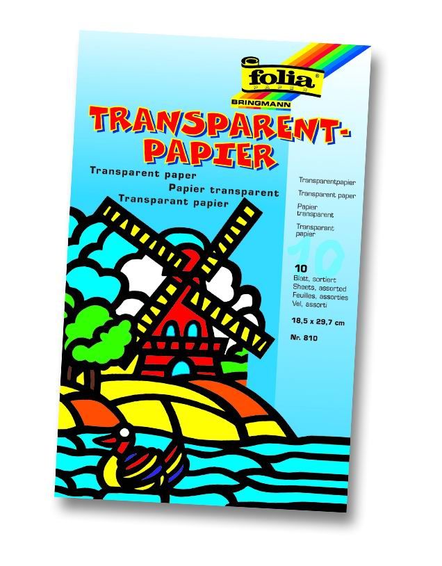 Transparent papír - na výrobu papírových draků - 18,5 × 29,7 cm, 10 listů v 10 barvách, balení typu
