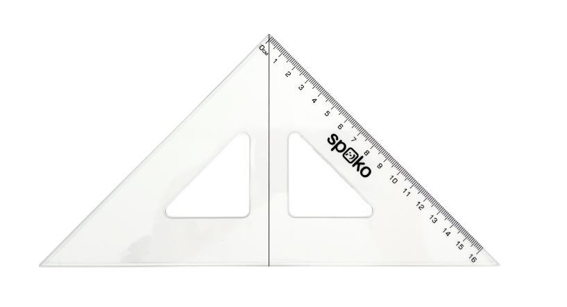 Trojúhelník s ryskou Spoko 16 cm - transparentní