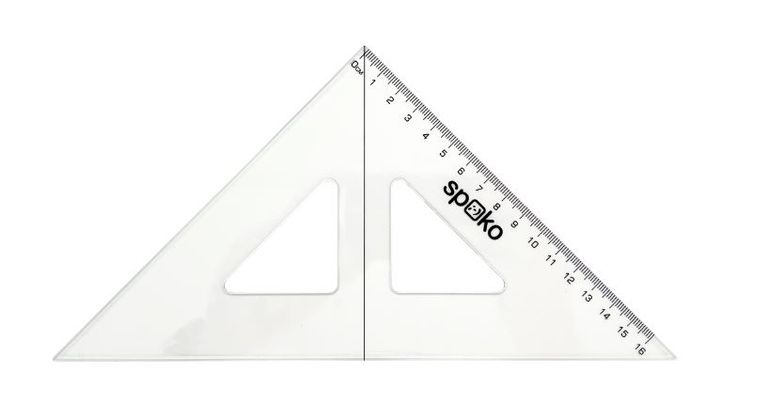 Trojúhelník s ryskou Spoko 16 cm - transparentní