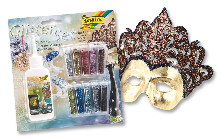 Třpytky - set - 10 tubiček + 1 x lepidlo