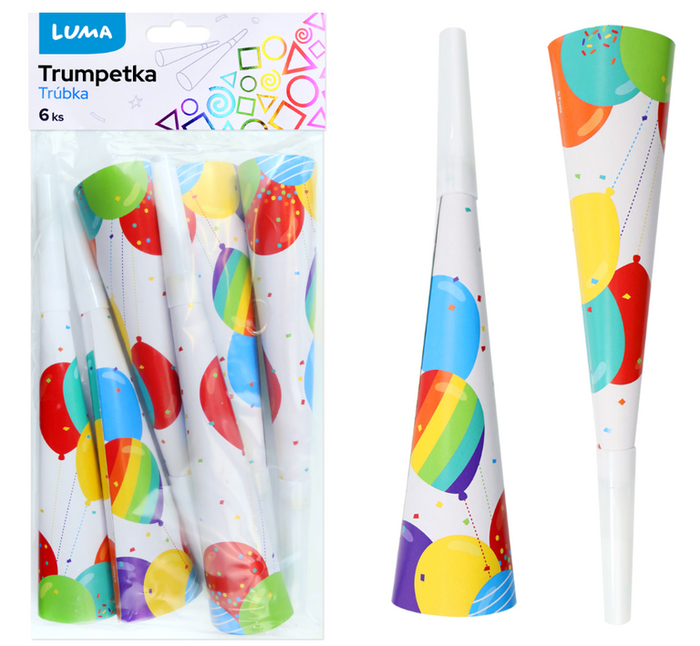 Trumpetka 6ks HAPPY BIRTHDAY  LUMA LUMA trading s.r.o.