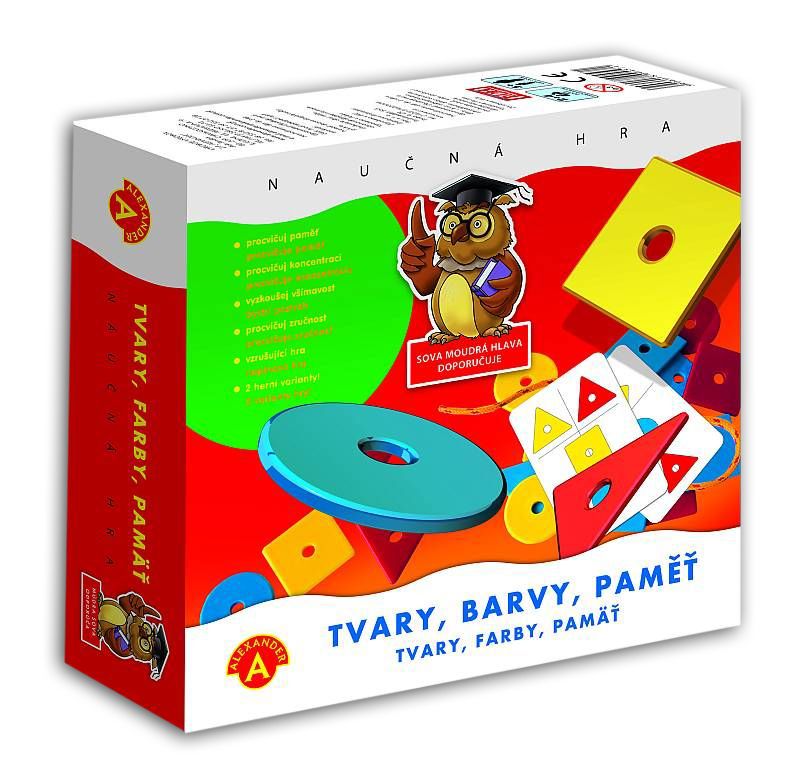 Tvary, barvy a paměť - dětská hra na postřeh a paměť od 5 let