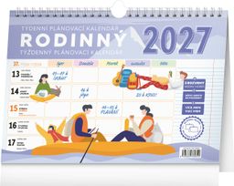 Obrázek produktu: Týdenní rodinný plánovací kalendář s háčkem 2027, 30 × 21 cm