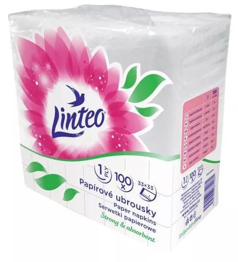 Obrázek produktu: Ubrousky Linteo 33 x 33 cm - 1 vrstvé, bílé (100 ks)