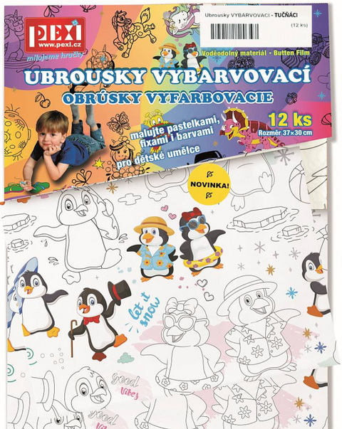 Obrázek produktu: Ubrousky VYBARVOVACÍ - TUČŇÁCI (12 ks)