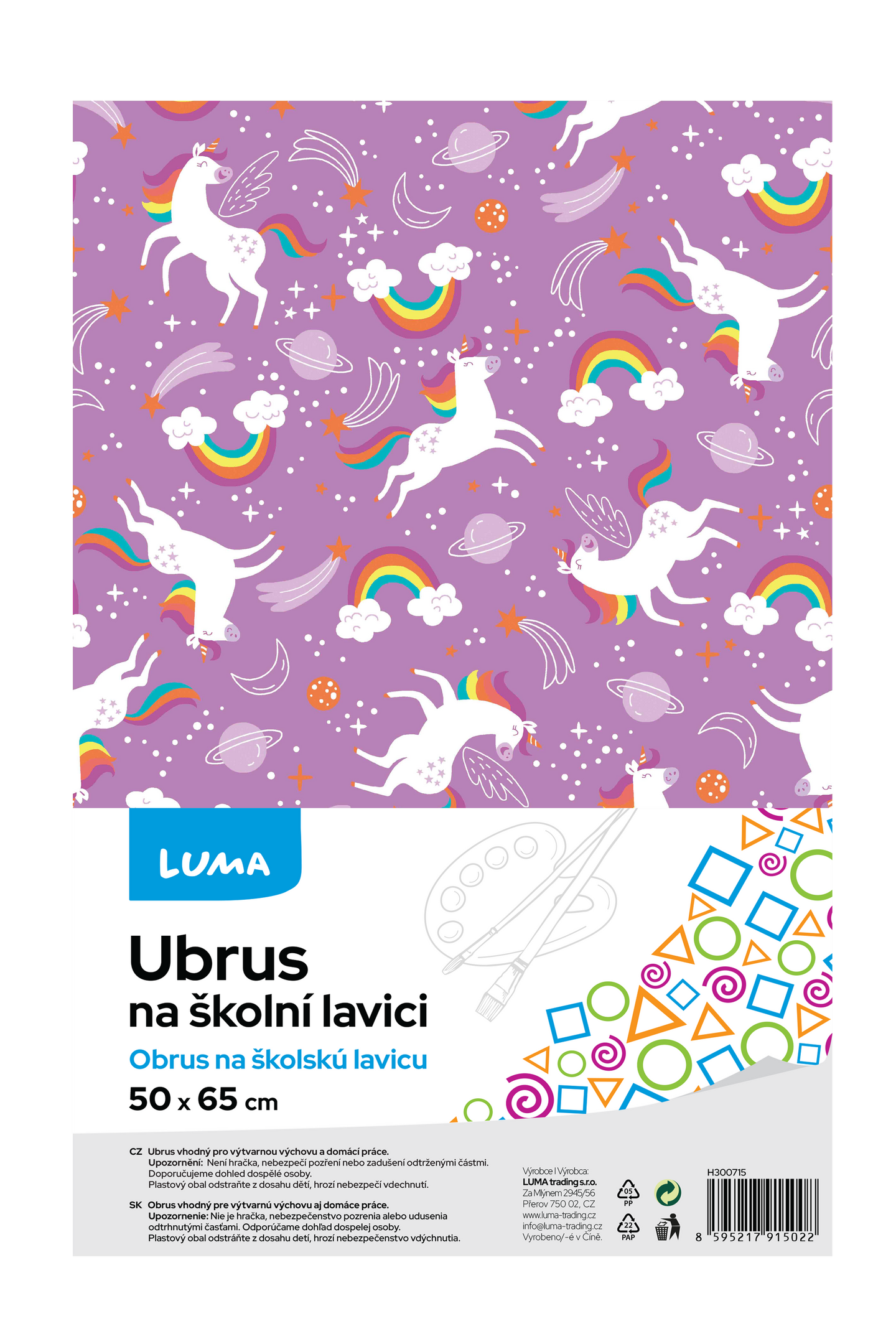 Ubrus na školní lavici LUMA - jednorožci