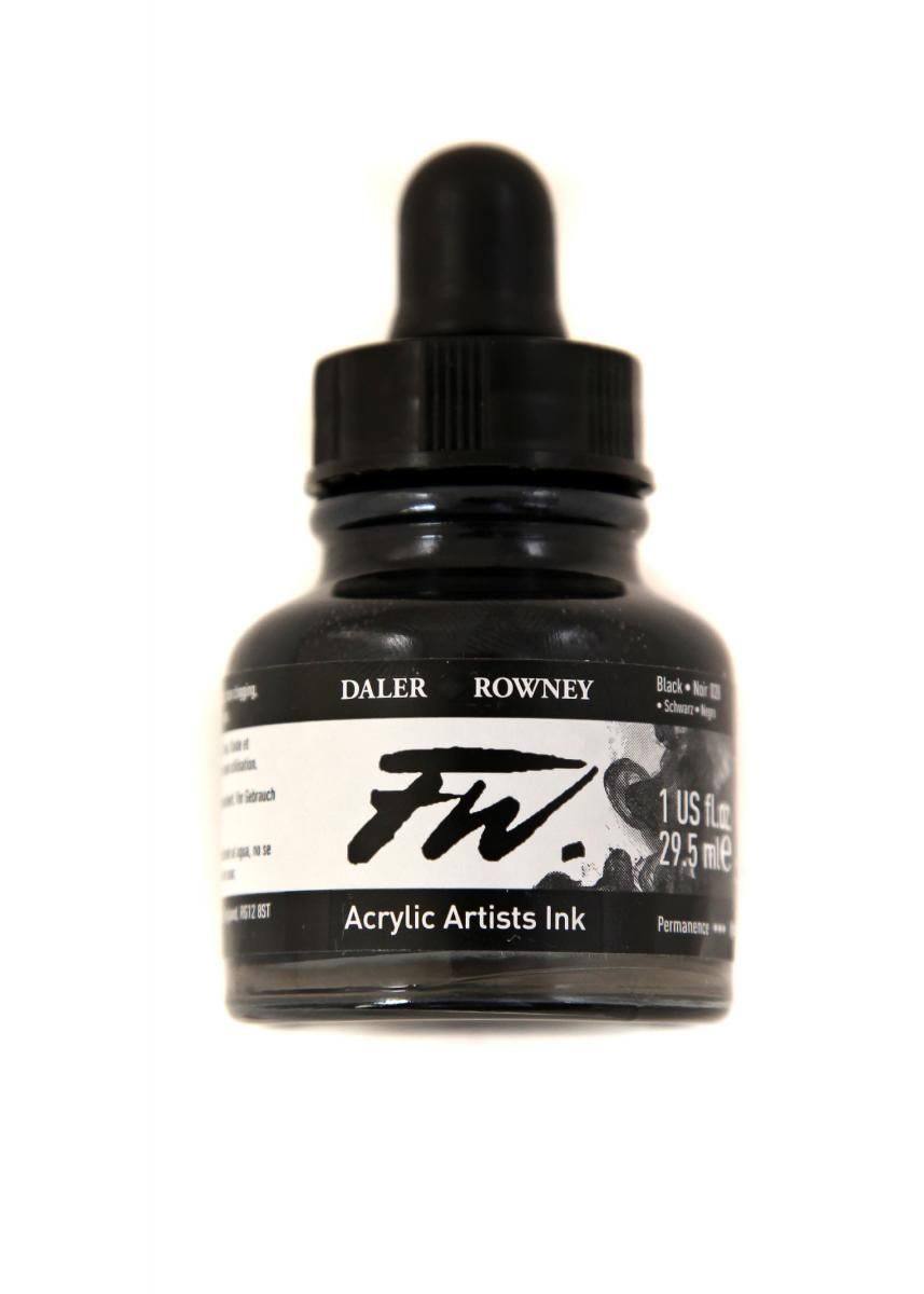 Umělecká akrylová tuš Daler Rowney 29,5 ml - Black (INDIA)