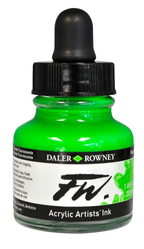 Obrázek produktu: Umělecká akrylová tuš Daler Rowney 29,5 ml - Fluo Green