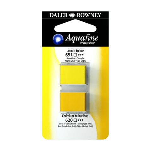 Obrázek produktu: Umělecká akvarelová barva Daler-Rowney Aquafine - dvojbalení - Citronová žlutá/Kadmium žluté