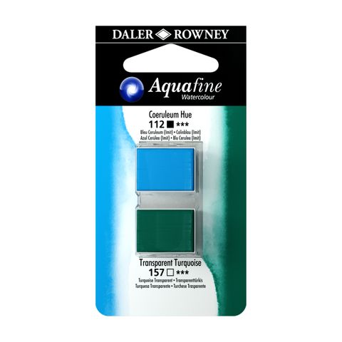 Obrázek produktu: Umělecká akvarelová barva Daler-Rowney Aquafine - dvojbalení - Coeruleum / Tyrkysová transparentní