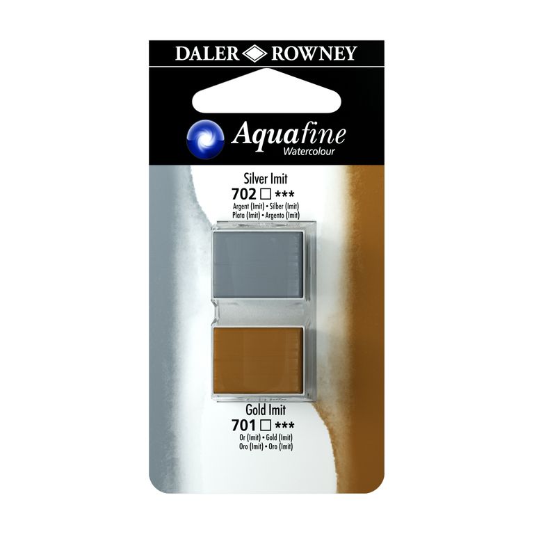 Umělecká akvarelová barva Daler-Rowney Aquafine - dvojbalení - Stříbrná/ Zlatá