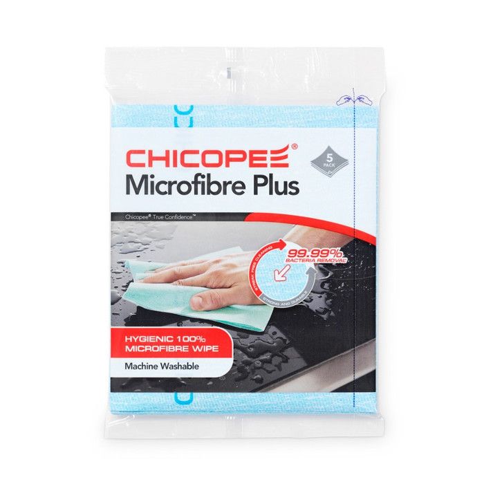 Utěrka Chicopee Microfibre Plus z netkané textilie 34 x 40 cm, modrá - 5 ks/balení