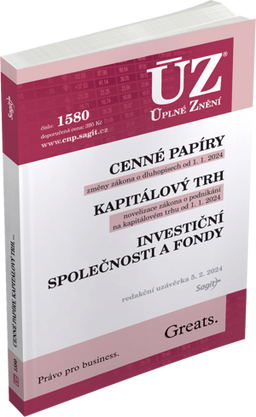 Obrázek produktu: ÚZ 1580 / Cenné papíry, Kapitálový trh, Investiční společnosti a fondy, Komoditní burzy