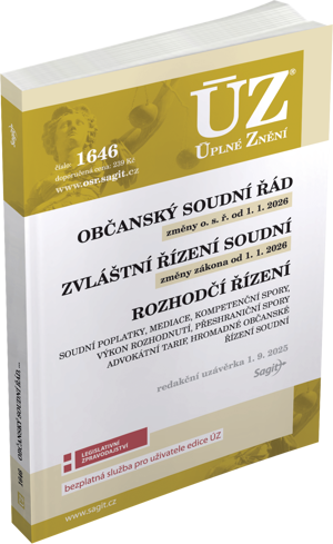 Obrázek produktu: ÚZ 1646 / Občanský soudní řád, Zvláštní řízení soudní, Rozhodčí řízení, Soudní poplatky, Mediace