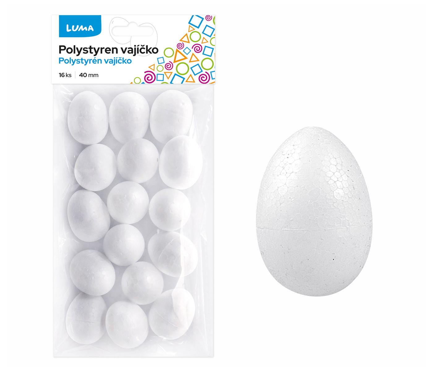 Vajíčka polystyrenová - 4 cm - 16 ks