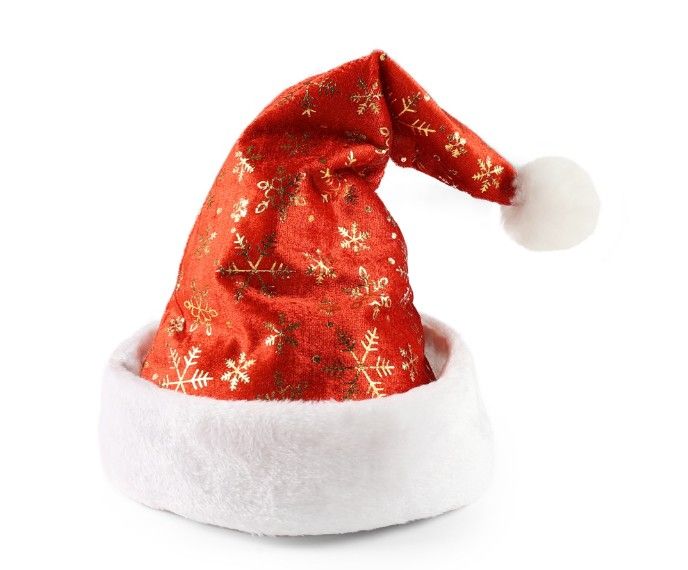 Vánoční čepice se zlatými vločkami 40 cm