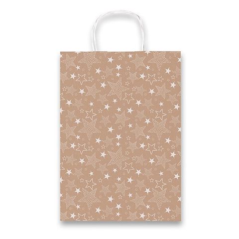 Obrázek produktu: Vánoční dárková taška Kraft Stelline 26 × 12 × 36 cm - bílá