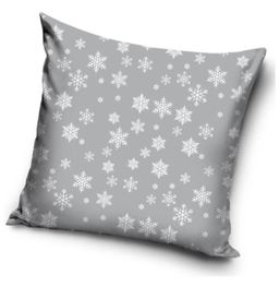 Obrázek produktu: Vánoční polštářek stříbrný - Sněhové vločky