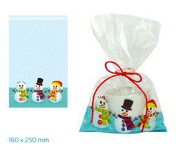 Obrázek produktu: Vánoční sáček 16 × 25 cm celofán transparentní s potiskem - Sněhulák