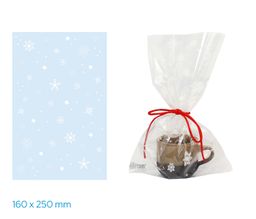 Obrázek produktu: Vánoční sáček 16 × 25 cm celofán transparentní - Vločky