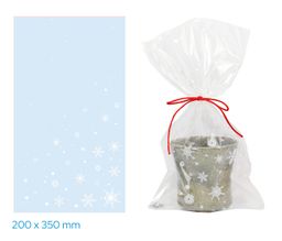 Obrázek produktu: Vánoční sáček 20 × 35 cm celofán transparentní - Vločky a hvězdičky
