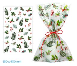 Obrázek produktu: Vánoční sáček 25 × 40 cm celofán transparentní s potiskem - Chvojí